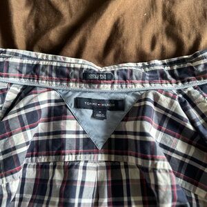 Tommy Hilfiger Navy and White Checkered Shirt